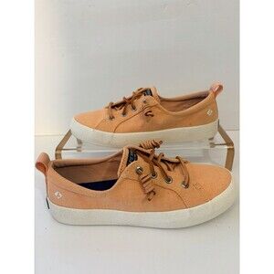 Sperry Women’s Coral Peach Canvas Sneakers Leather Laces  Size 6